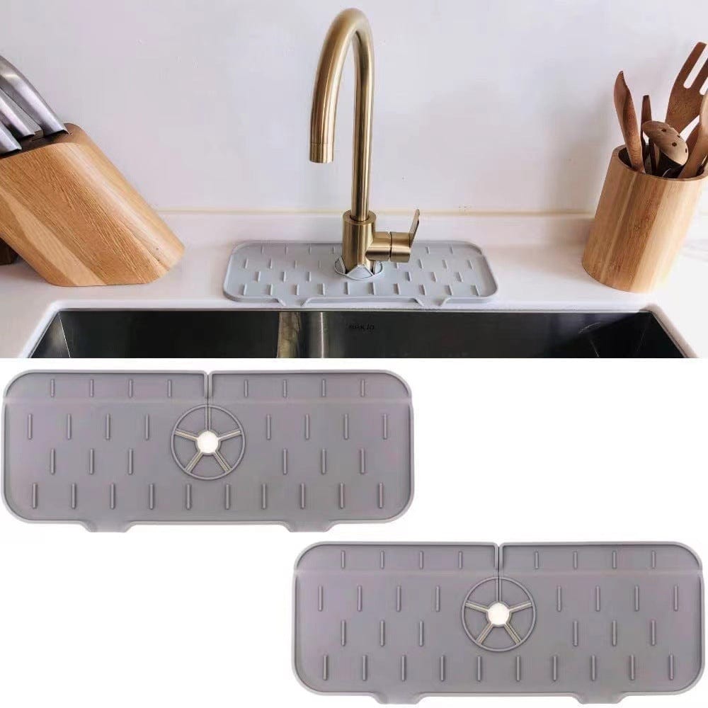 House Basket™ Kitchen Silicone  Faucet Absorbent Mat Sink Splash Guard Silicone Faucet Splash Catcher Countertop Protector For Bathroom Kitchen Gadgets