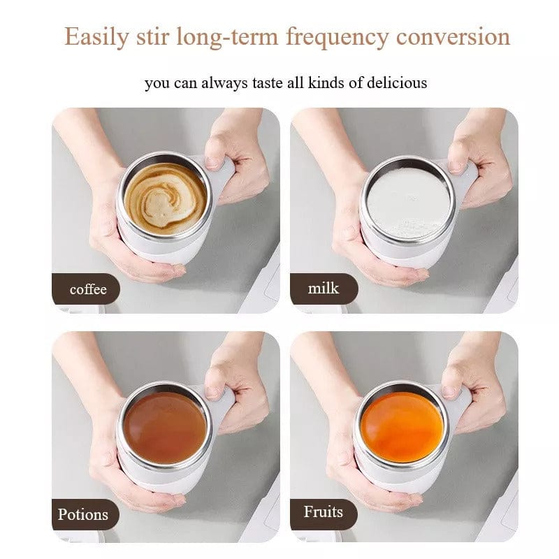 House Basket™ Rechargeable Model Automatic Stirring Cup Coffee Cup High Value Electric Stirring Cup Lazy Milkshake Rotating Magnetic Water Cup