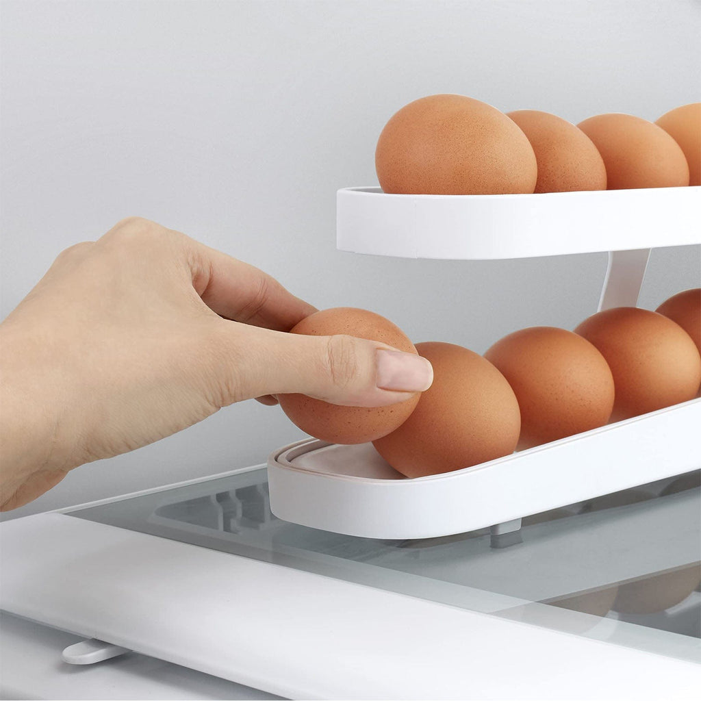 House Basket™ Automatic Scrolling Egg Rack Holder Storage Box Egg Basket Container Organizer Rolldown Refrigerator Egg Dispenser For Kitchen Gadgets