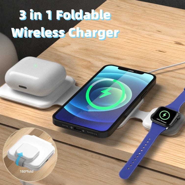 House Basket™ 3 In 1 Magnetic Foldable Wireless Charger Charging Station Multi-device Folding Cell Phone Wireless Charger Gadgets