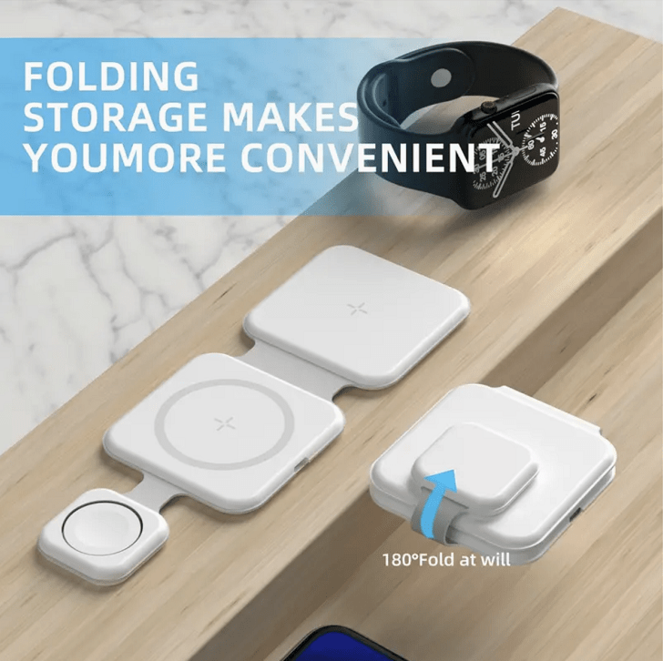 House Basket™ 3 In 1 Magnetic Foldable Wireless Charger Charging Station Multi-device Folding Cell Phone Wireless Charger Gadgets