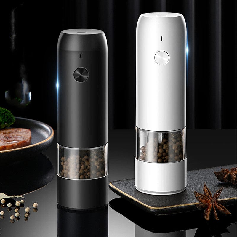 House Basket™ Rechargeable Electric Pepper And Salt Grinder Set One-Handed No Battery Needed Automatic Grinder With Adjustable Coarseness LED Light Refillable