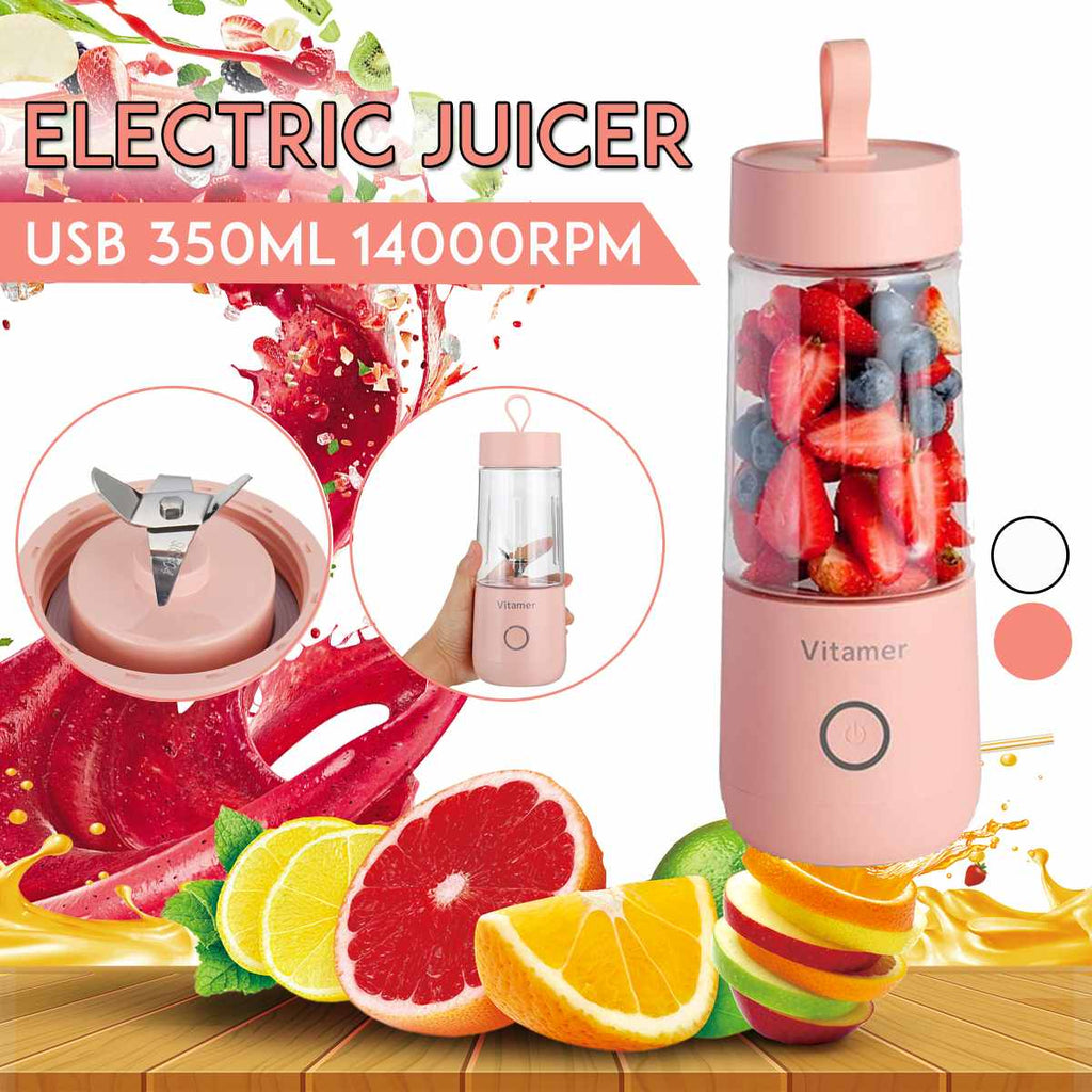 House Basket™ 350ml Portable Blender Juicer Electric USB Rechargeable Mixer Smoothie Slushy Cup Juice Blender Bottle USB Charging Kitchen Gadgets