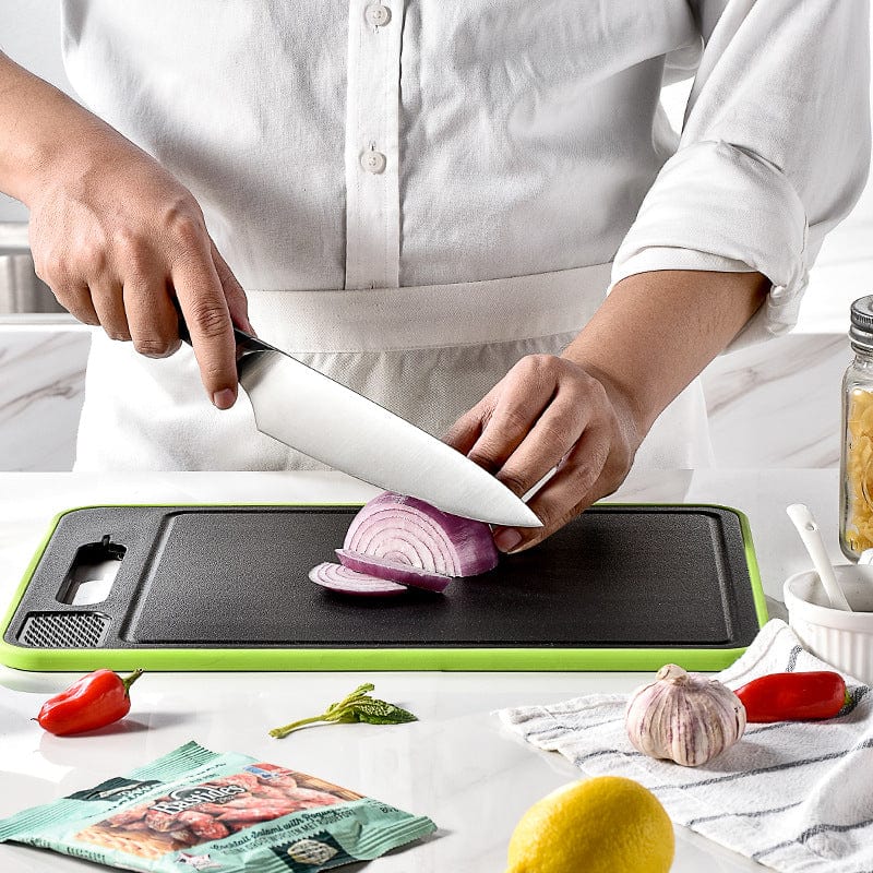 House Basket™ Double-side Cutting Board With Defrosting Function Chopping Board Kitchen Grinding Cutting Board With Knife Sharpener