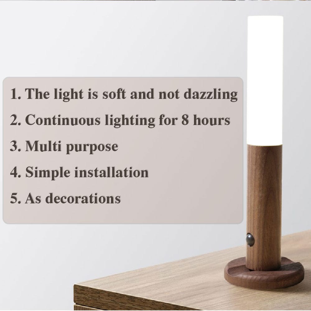 House Basket™ Auto LED USB Magnetic Wood Wireless Night Light Corridors Porch Lights PIR Motion Sensor Wall Light Cabinet Lamp