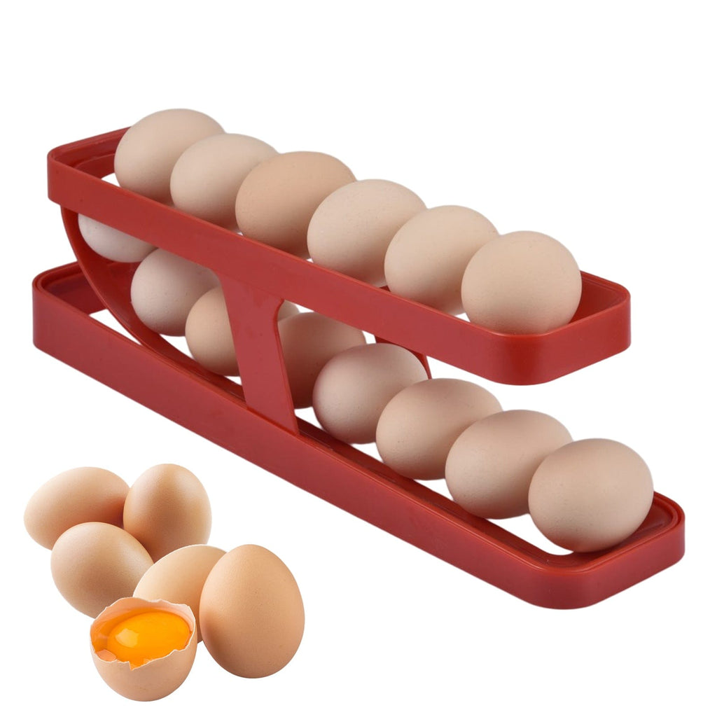 House Basket™ Automatic Scrolling Egg Rack Holder Storage Box Egg Basket Container Organizer Rolldown Refrigerator Egg Dispenser For Kitchen Gadgets