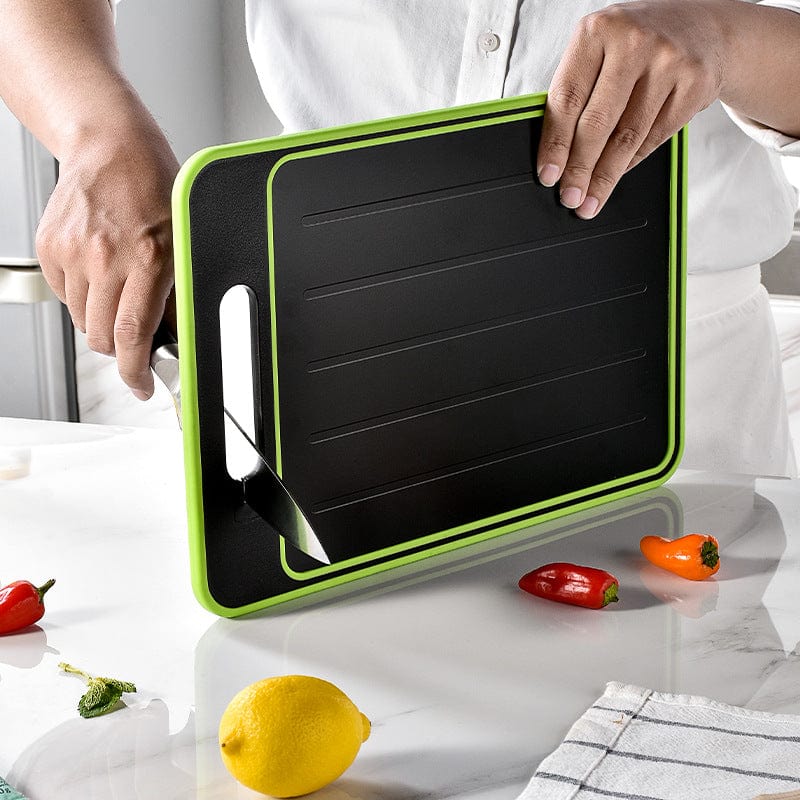 House Basket™ Double-side Cutting Board With Defrosting Function Chopping Board Kitchen Grinding Cutting Board With Knife Sharpener