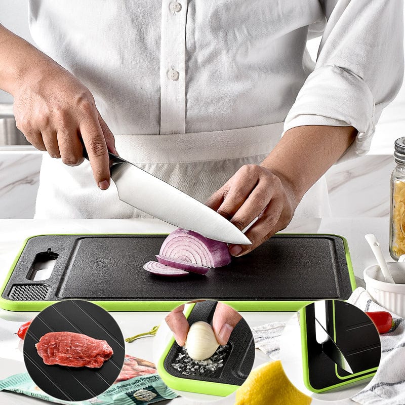 House Basket™ Double-side Cutting Board With Defrosting Function Chopping Board Kitchen Grinding Cutting Board With Knife Sharpener